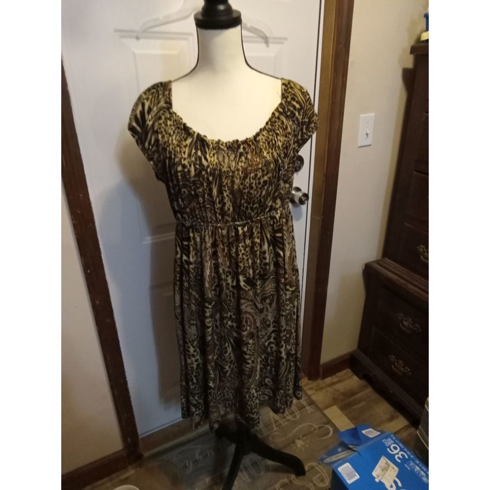 MSK Knee Length‎ Black Cheetah Print Shift Dress Women's Size XL